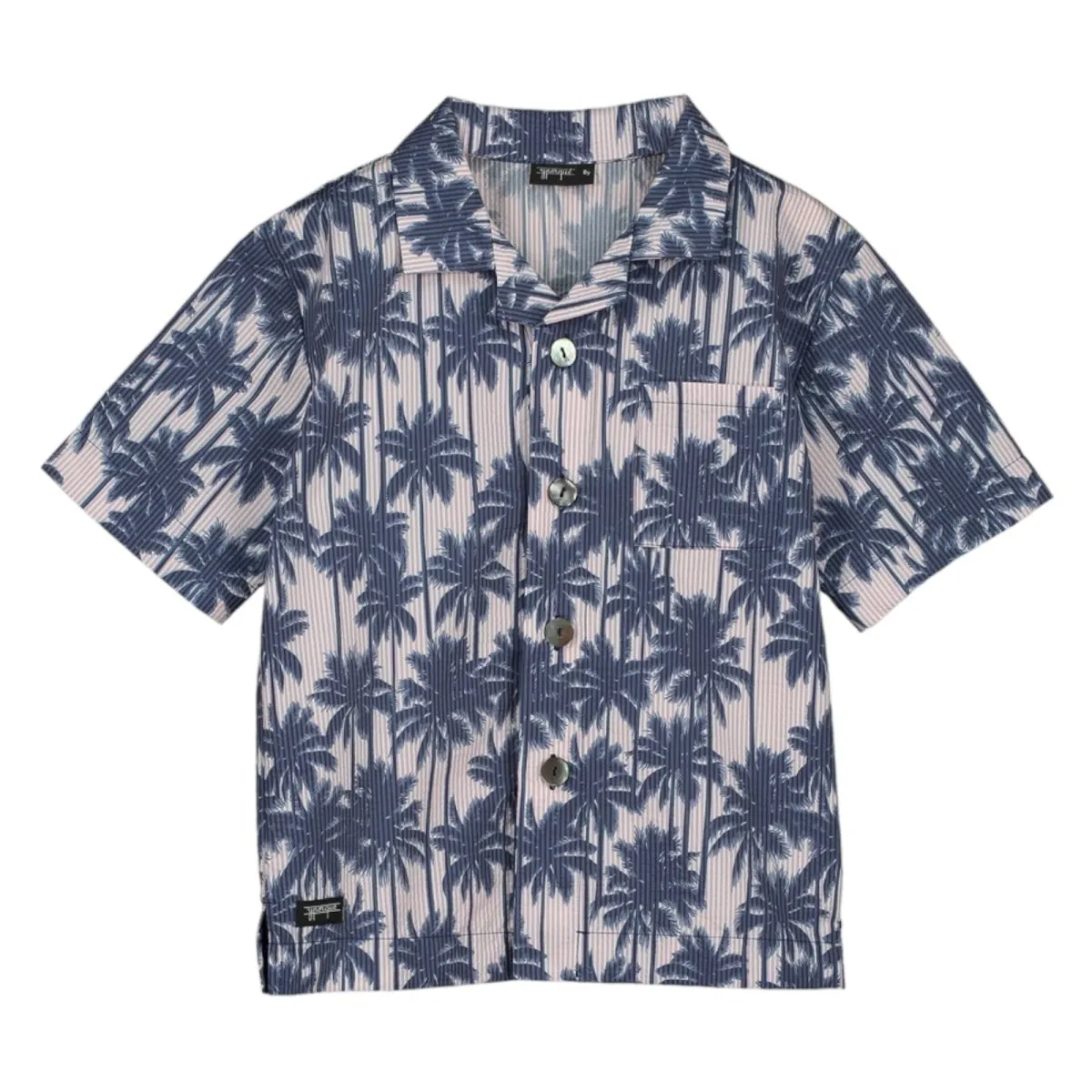 ALL OVER PALMS BUTTON DOWN TOP