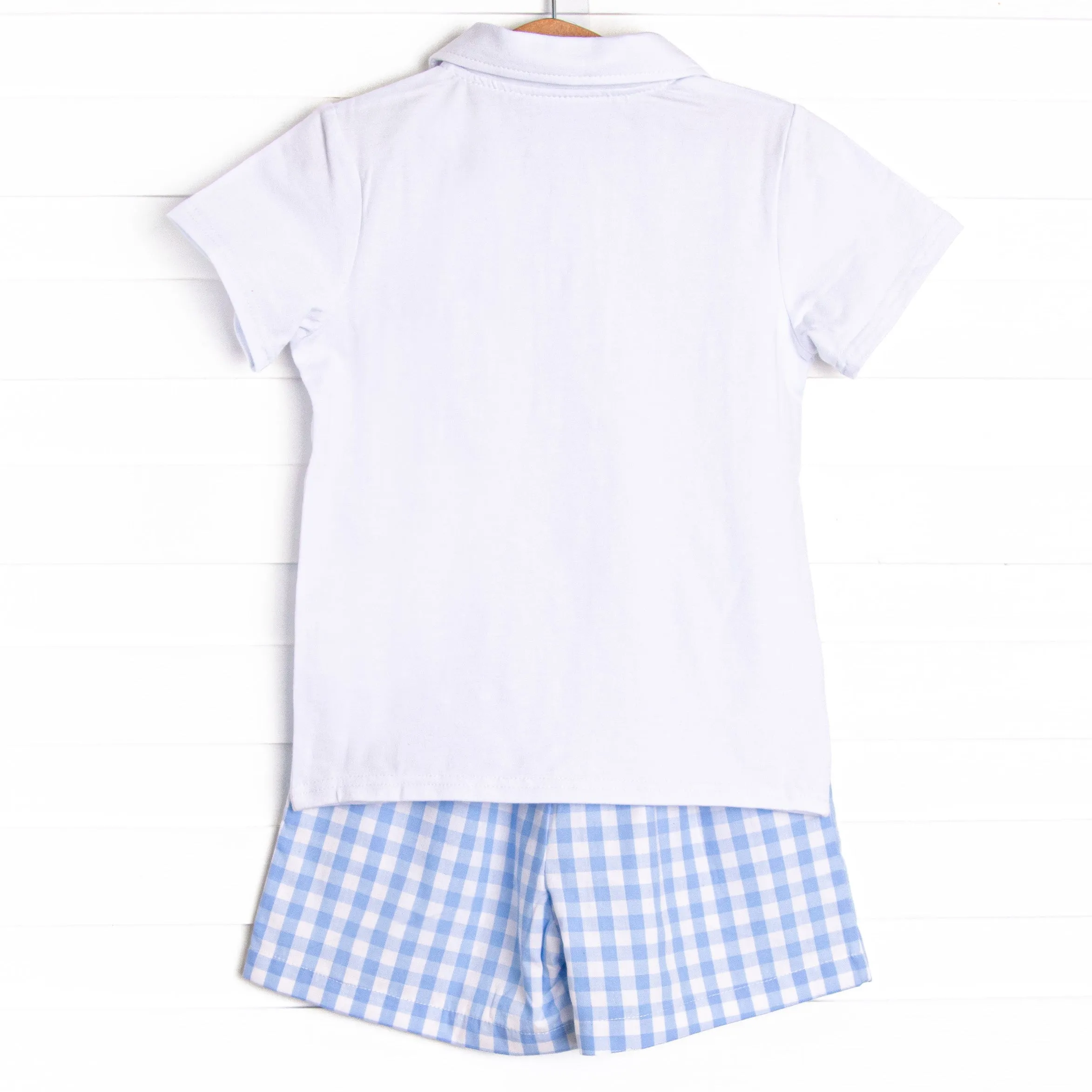 Andy Apple Embroidered Short Set, Blue