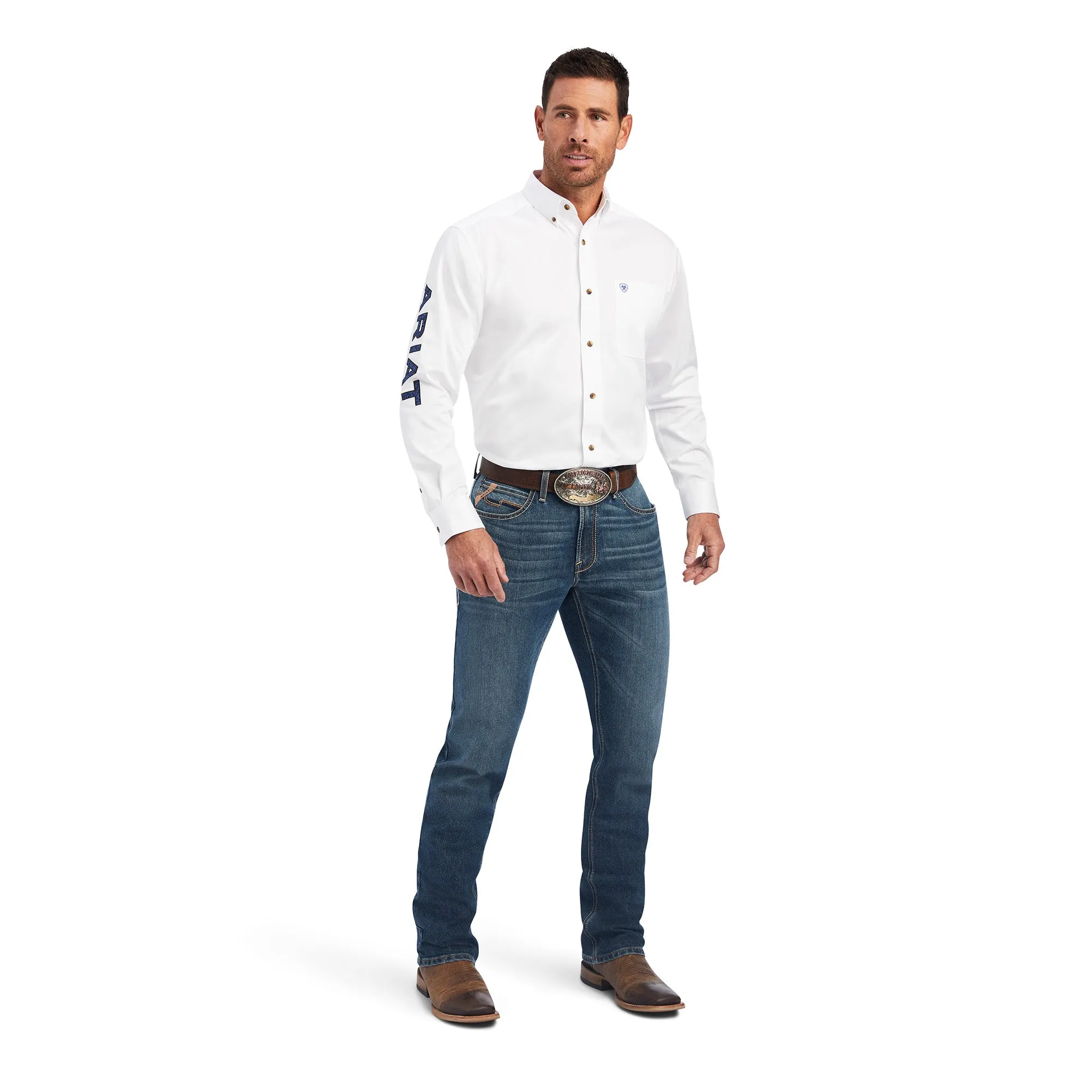 Ariat® Men's Classic White & Blue Team Logo Button Down Shirt 10041528