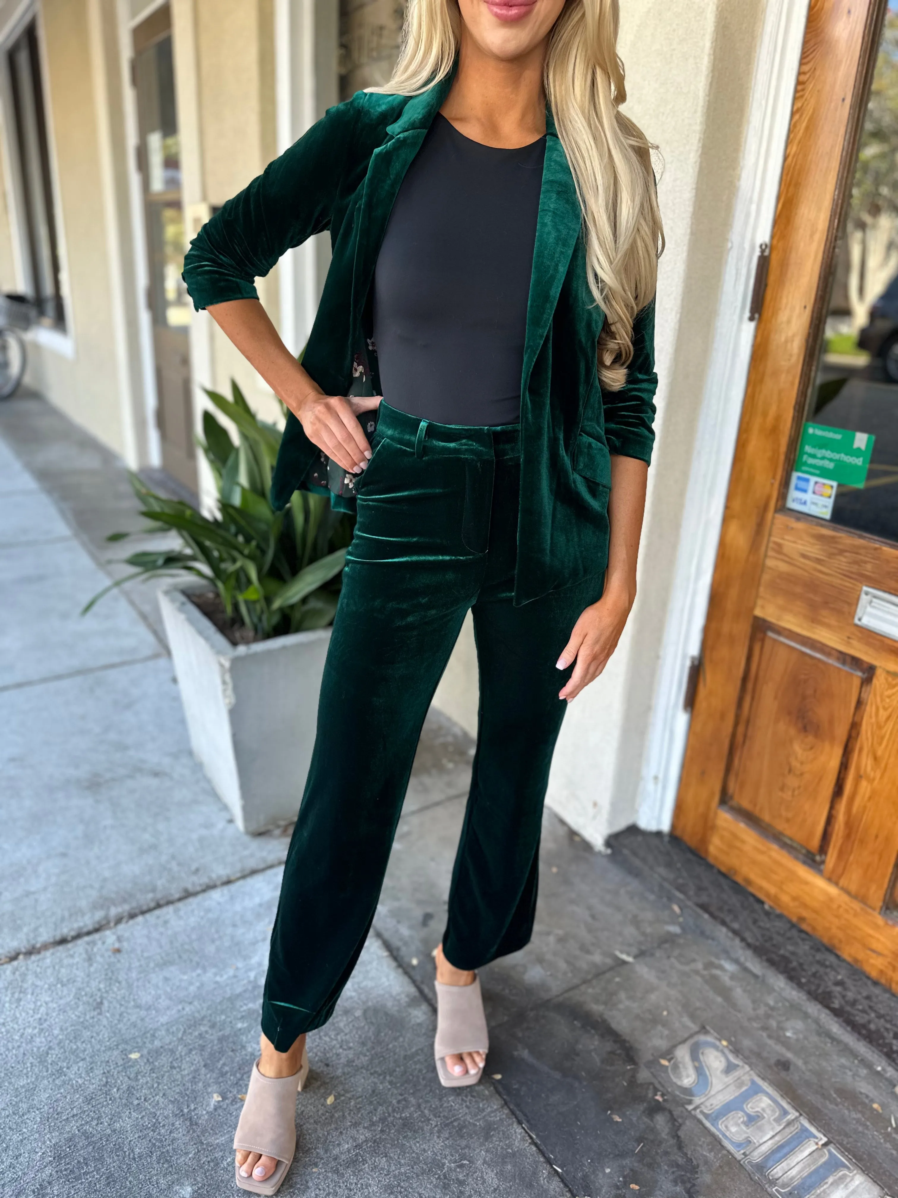 Ashley Velvet Pants- Hunter Green