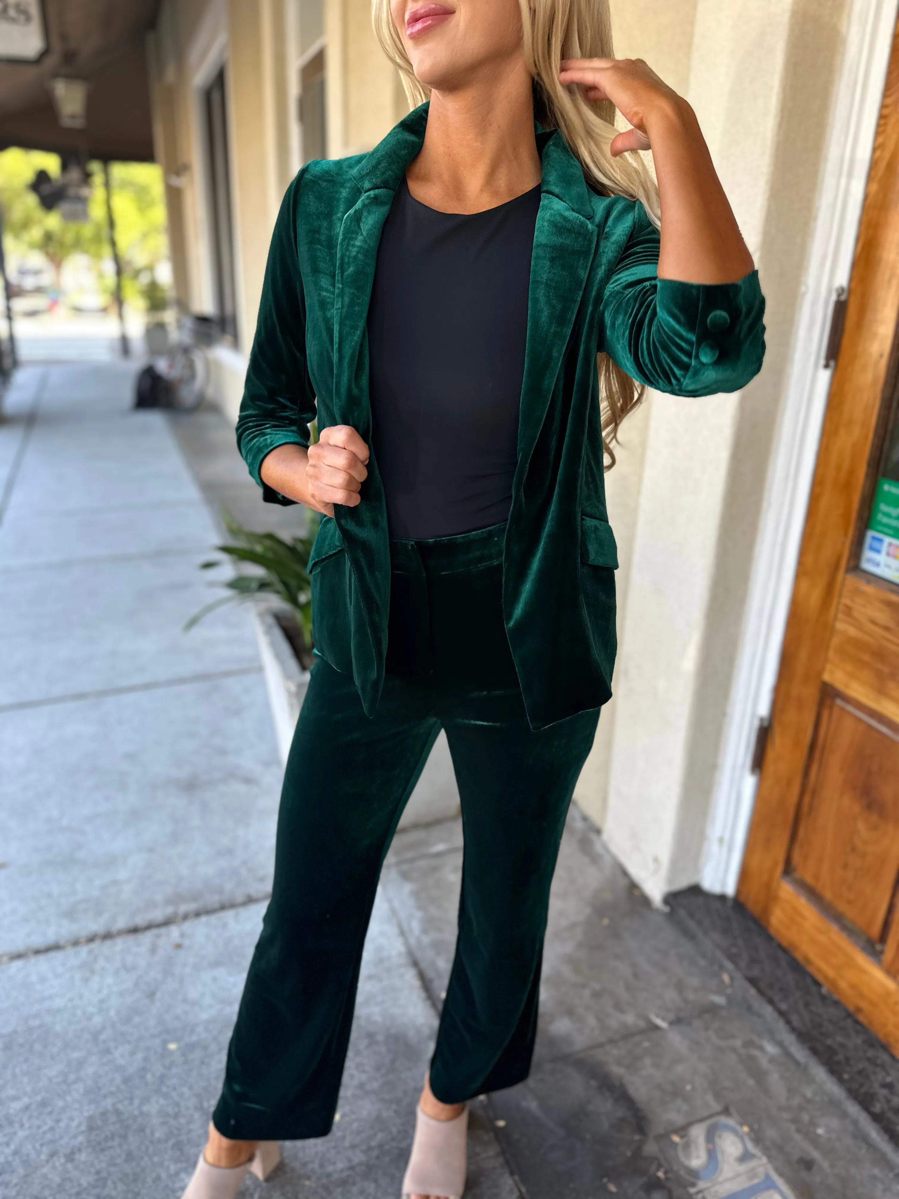 Ashley Velvet Pants- Hunter Green