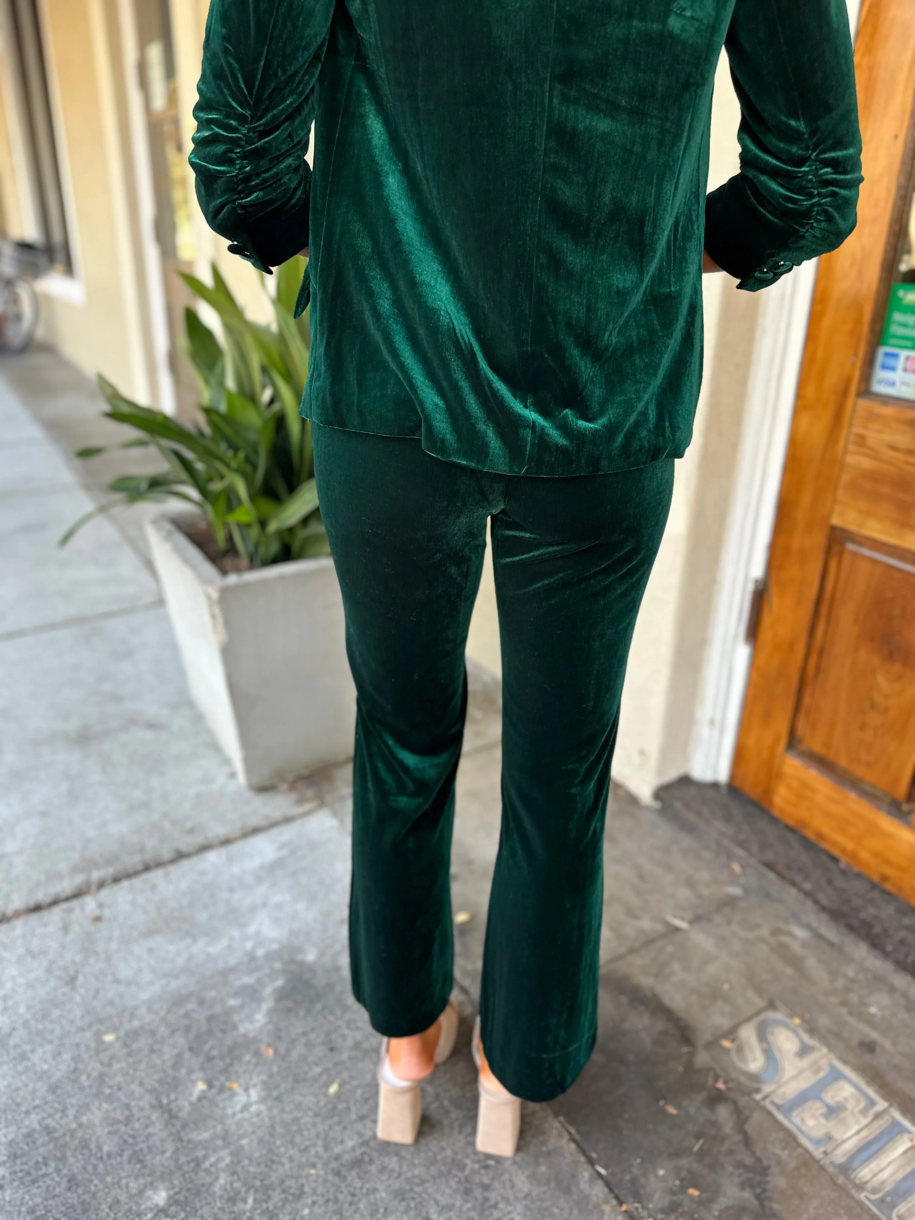 Ashley Velvet Pants- Hunter Green