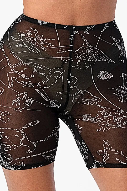 Astrology Mesh Biker Shorts