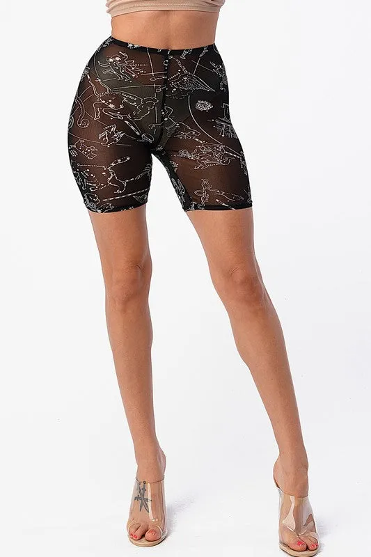 Astrology Mesh Biker Shorts