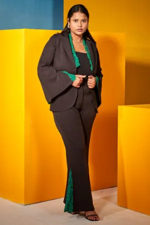 Black and Green Blazer Set