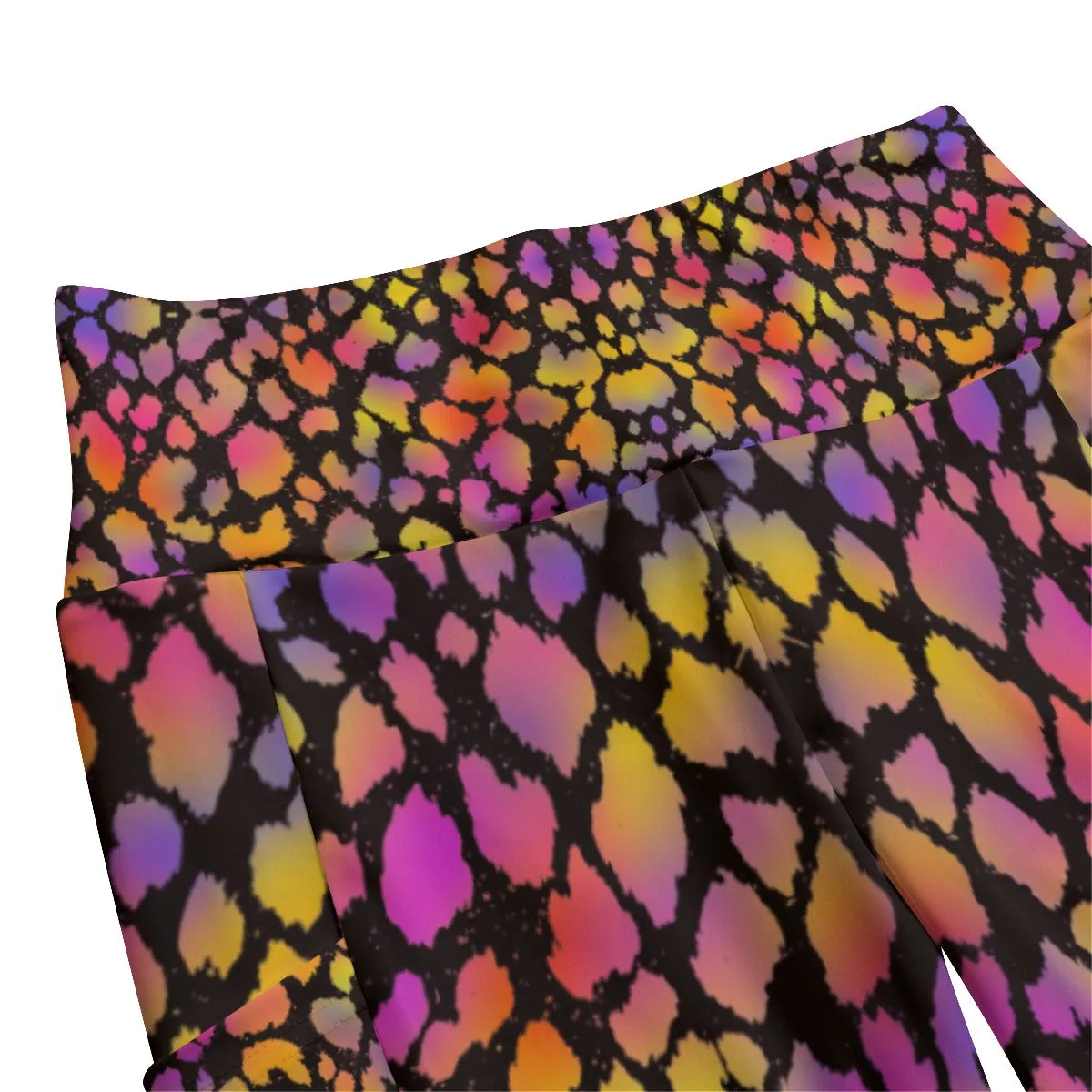 Black Pinky Leopard High Waist Long Leggings With Side Pockets up to 6 XL