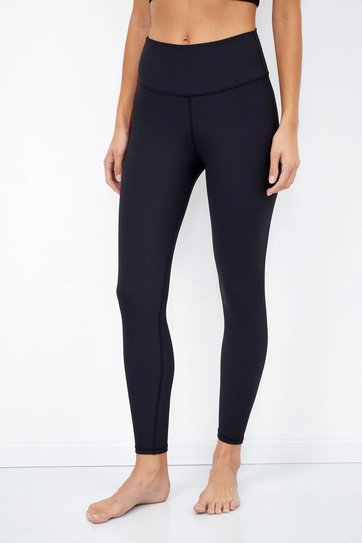 BLACK RIBBED HIGH WAIST LEGGING
