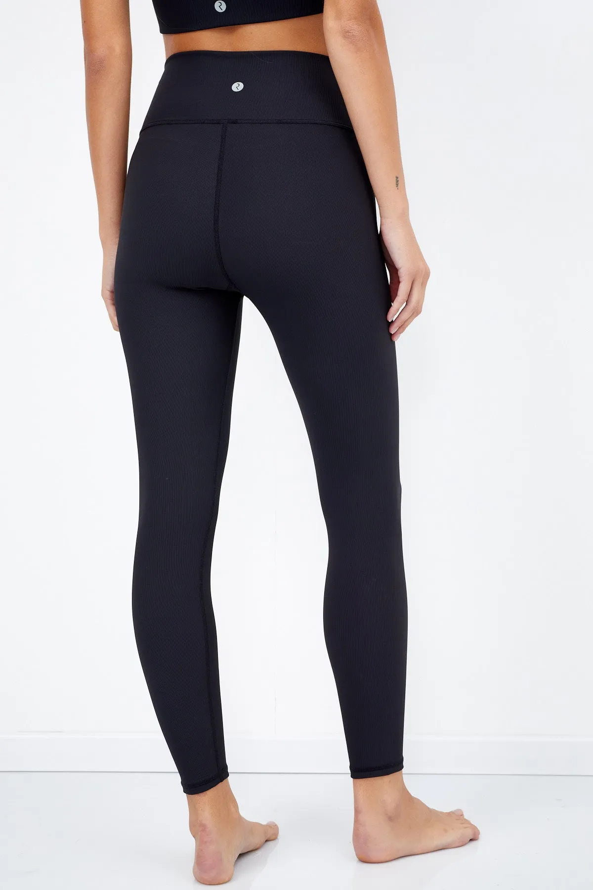BLACK RIBBED HIGH WAIST LEGGING