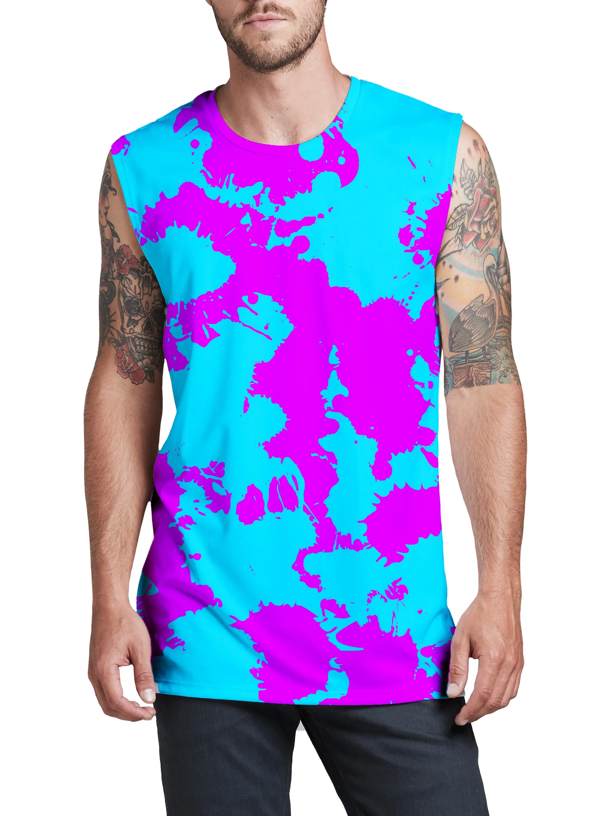 Blue and Purple Paint Splatter Men's Muscle Tank