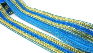 Blue Golden Embroidered Border
