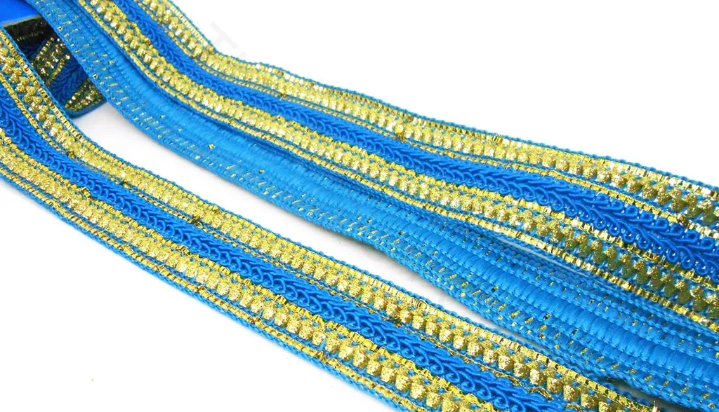 Blue Golden Embroidered Border