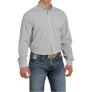Cinch® Men's Grey & Teal Geometric Print Long Sleeve Shirt MTW1862004