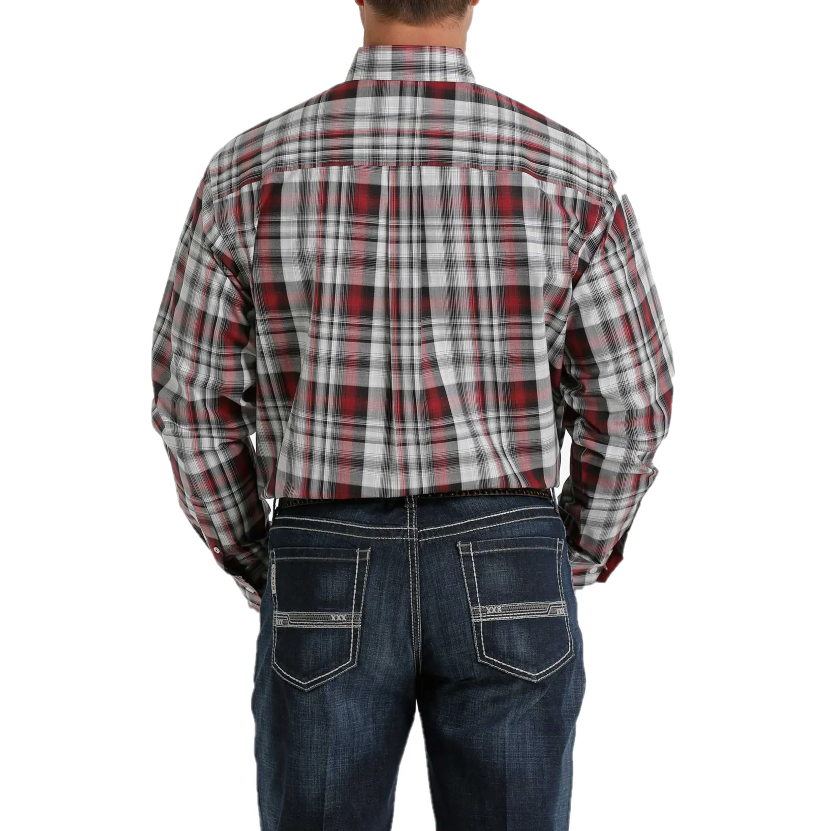 Cinch® Men's Plaid Burgundy & White Button Down Shirt MTW1105321