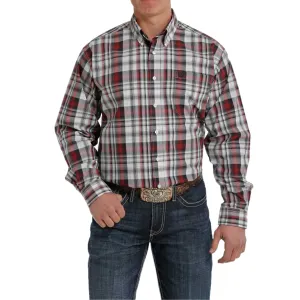 Cinch® Men's Plaid Burgundy & White Button Down Shirt MTW1105321