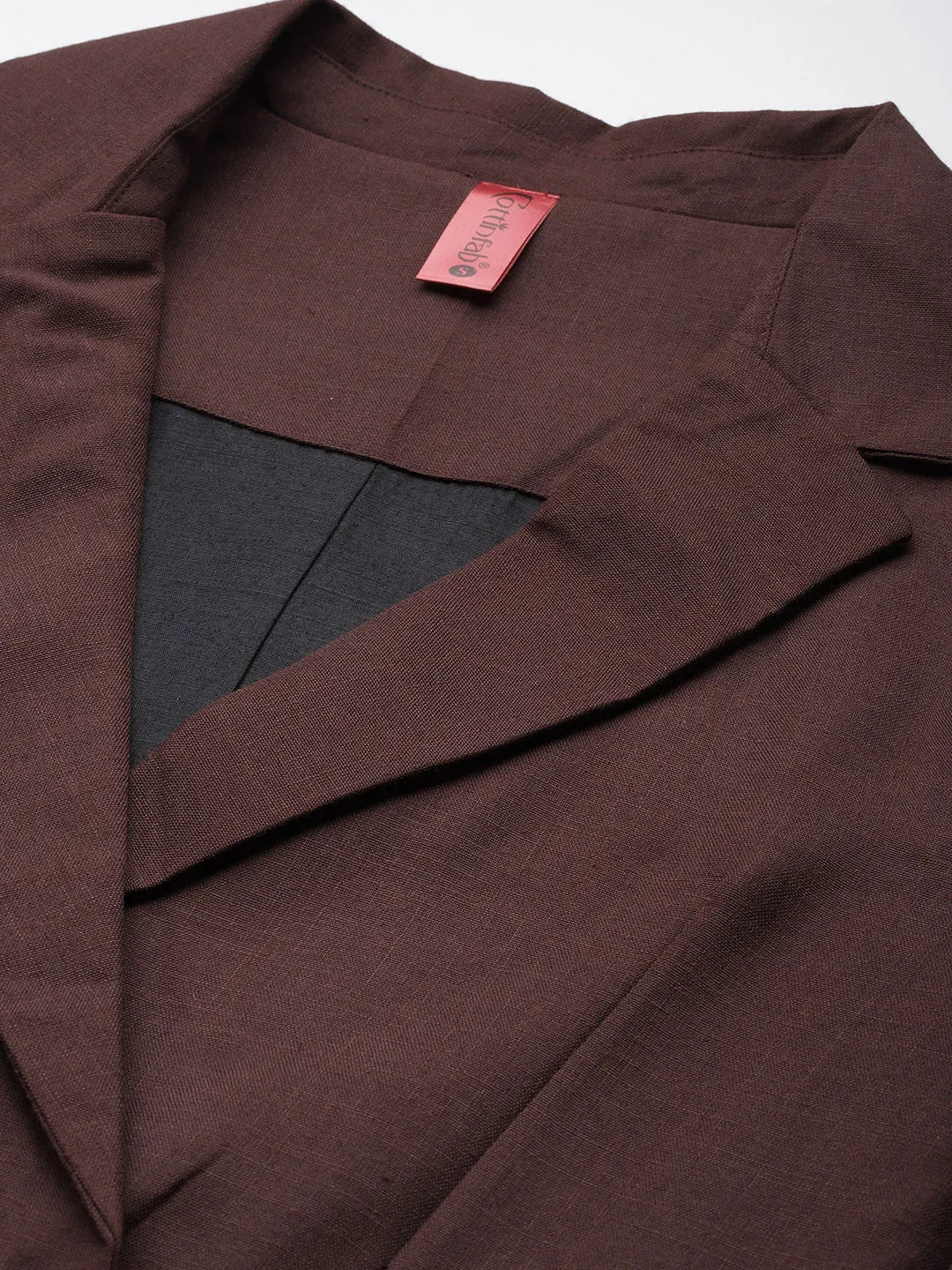 Cottinfab Women Solid Double-Breasted Two-Piece Suit