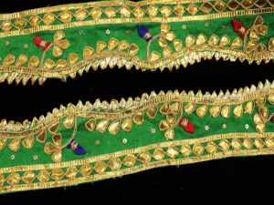 Dark Green Traditional Gota Work Embroidered Border