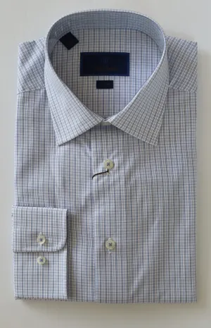 David Donahue Dress Shirt - White/Sky (Trim)