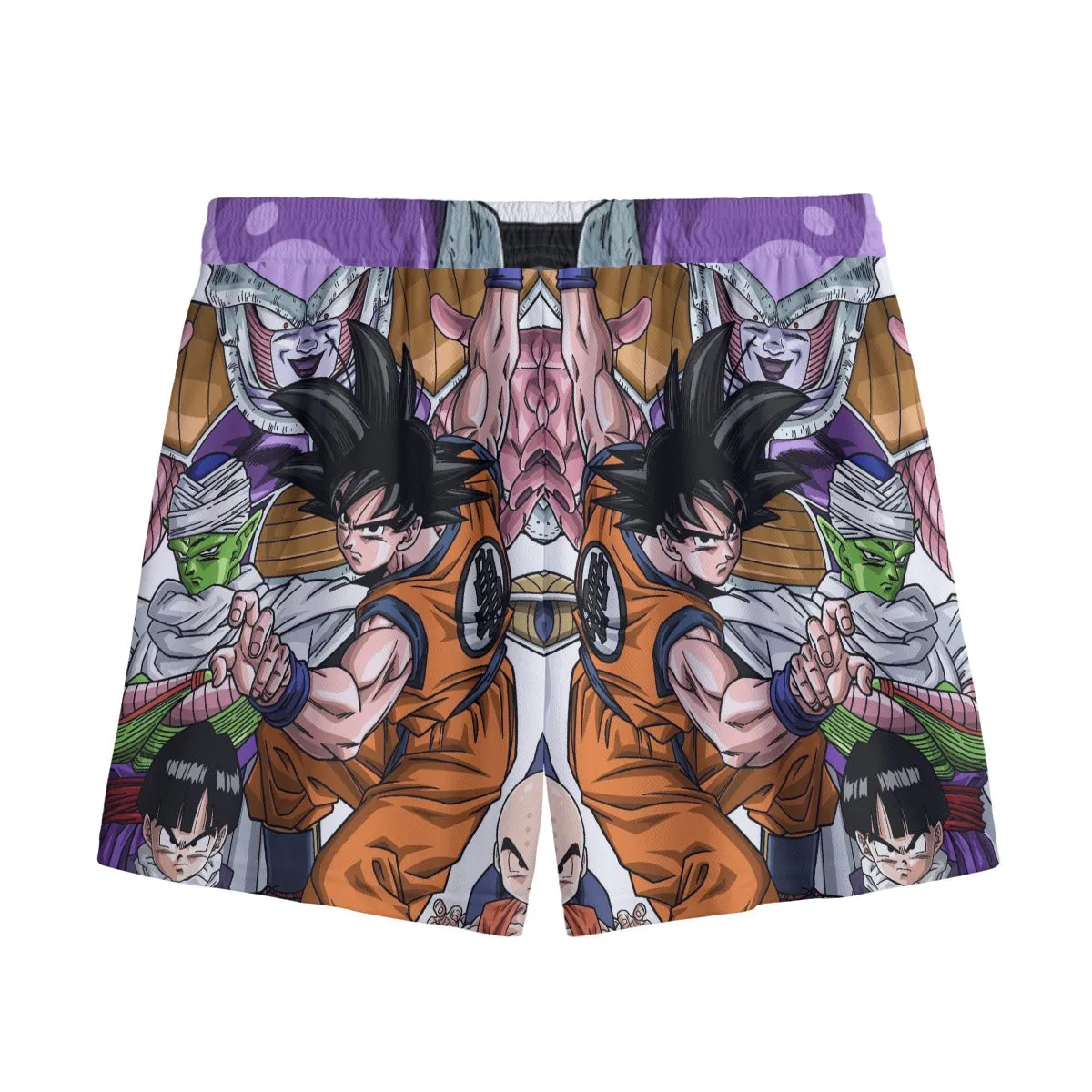 DBZ Goku Fighting Stance Gohan Piccolo Krillin Vegeta Frieza Color Mesh Shorts