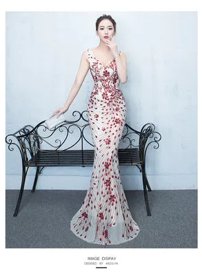 DongCMY 2018 New WT01568 Sexy Long Formal Evening dress Black Color Female V-neck Mermaid Party Dresses