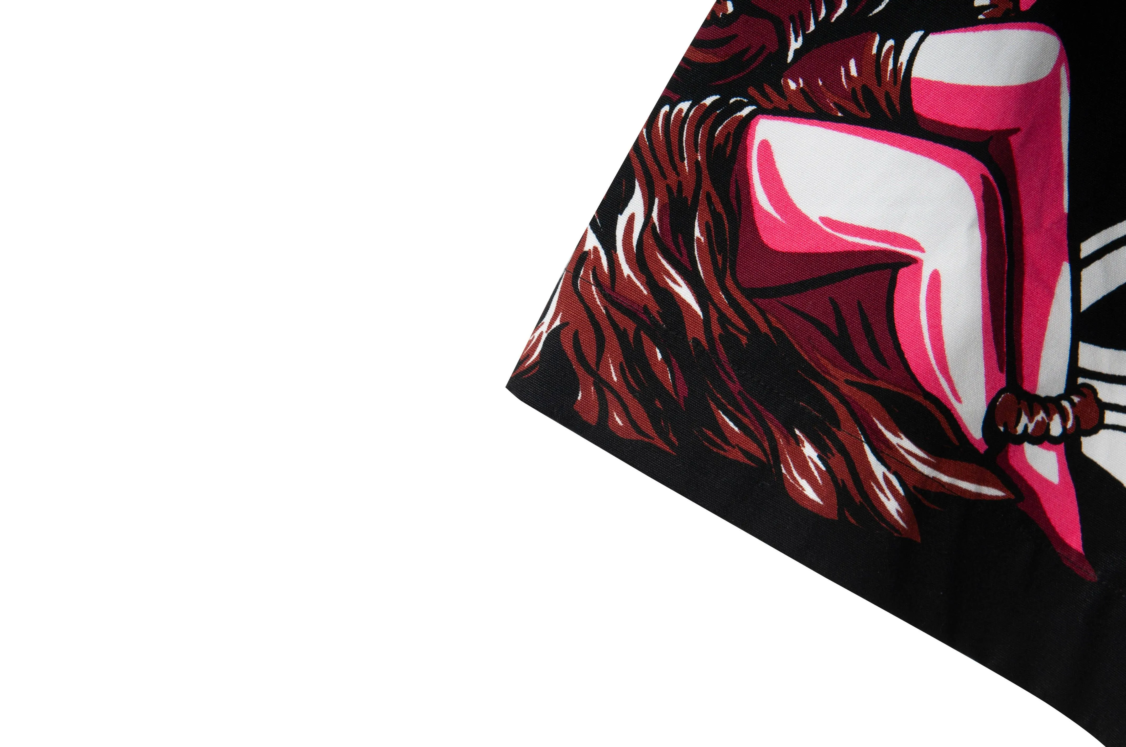 Double Match Heavy Cotton Black Red Floral Hawaiian Bowling Shirt