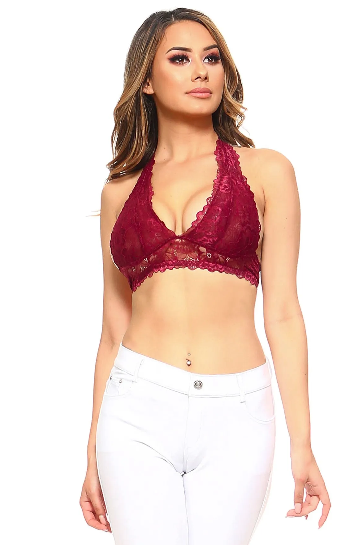 Dreaming of You Floral Lace Halter Bralette