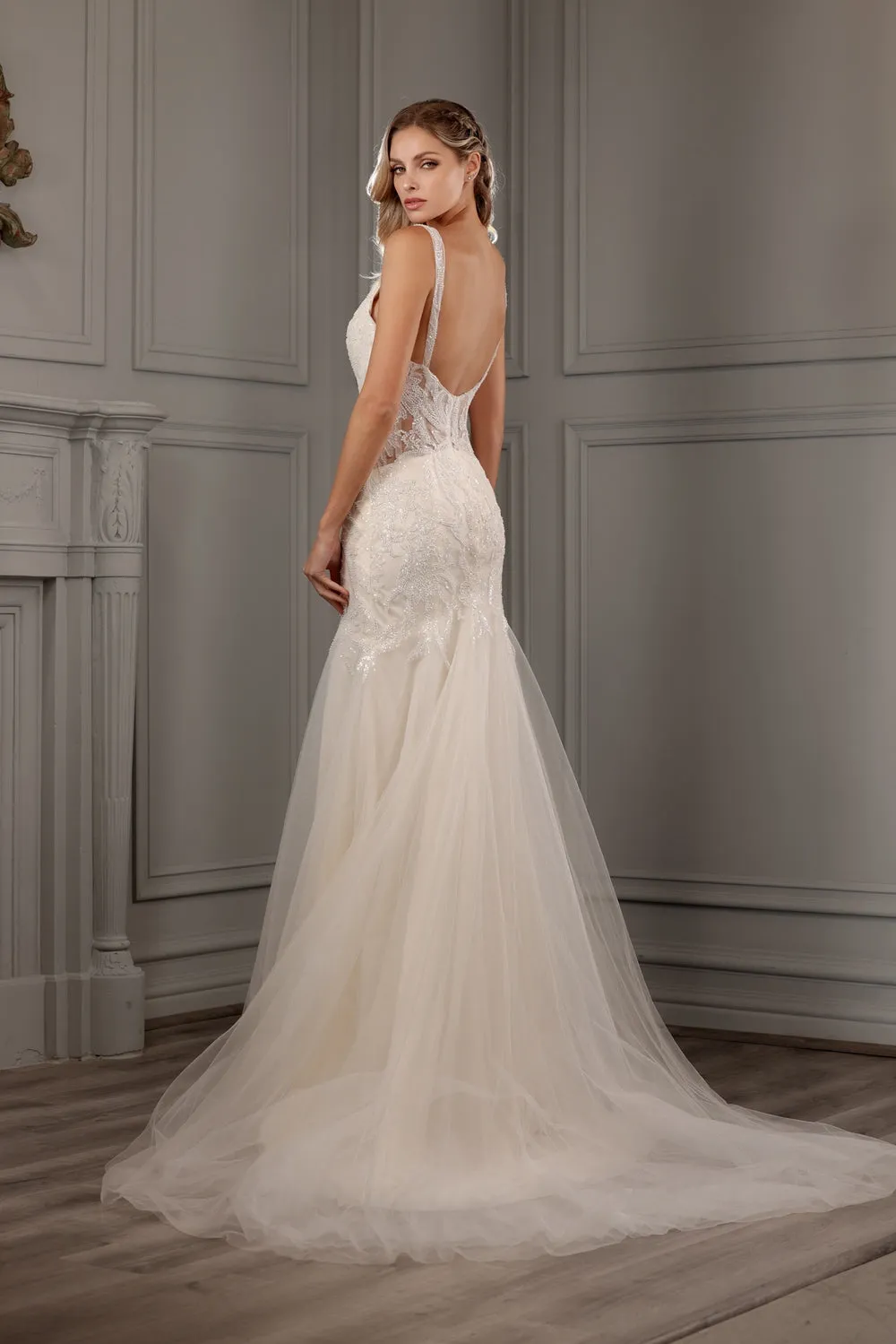 Embroidered Mermaid Bridal Gown by Abby Lane 97155