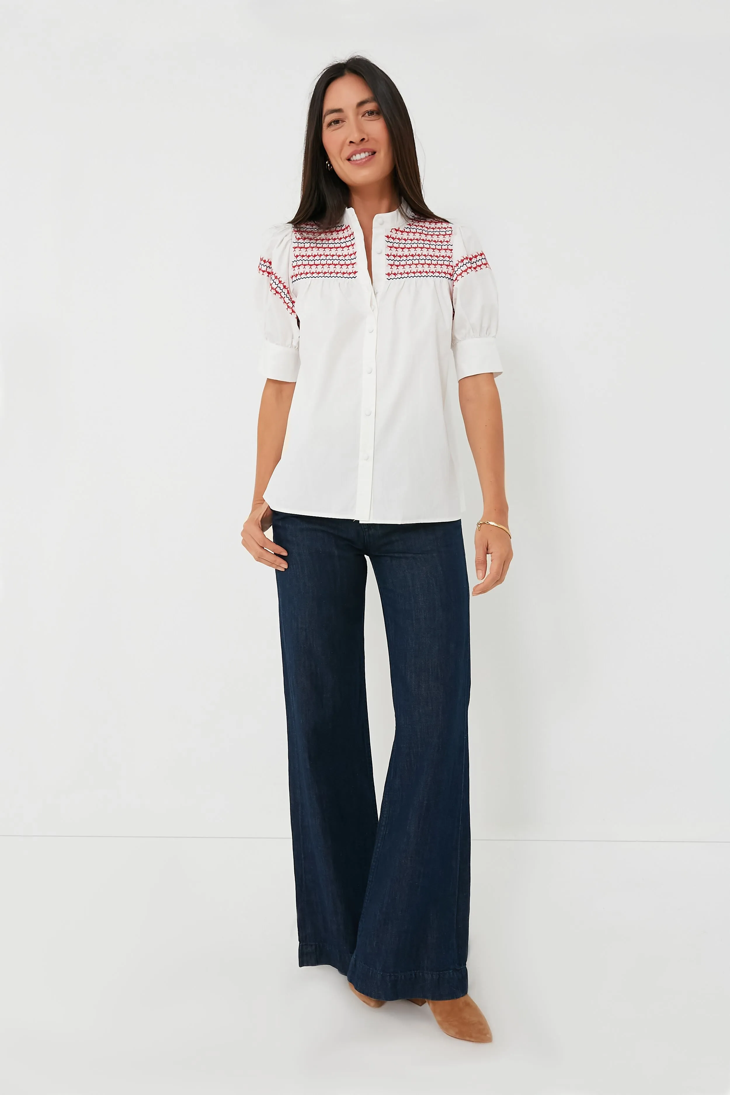 Exclusive Red and Pink Embroidered Saylor Shirt