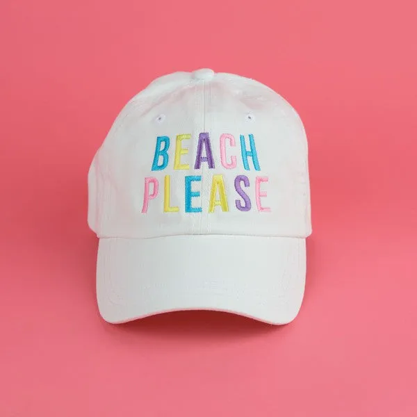 Explore More Collection - Embroidered Beach Please Colorful Canvas Hat