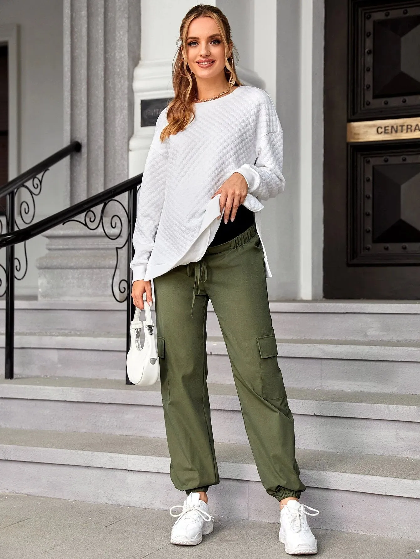 Flap Pocket Maternity Cargo Pants