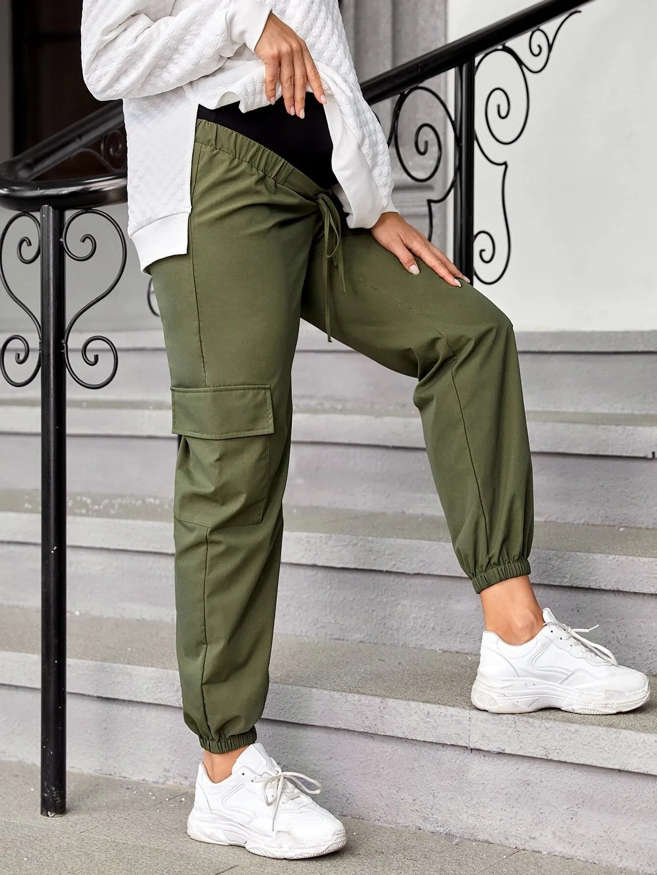 Flap Pocket Maternity Cargo Pants