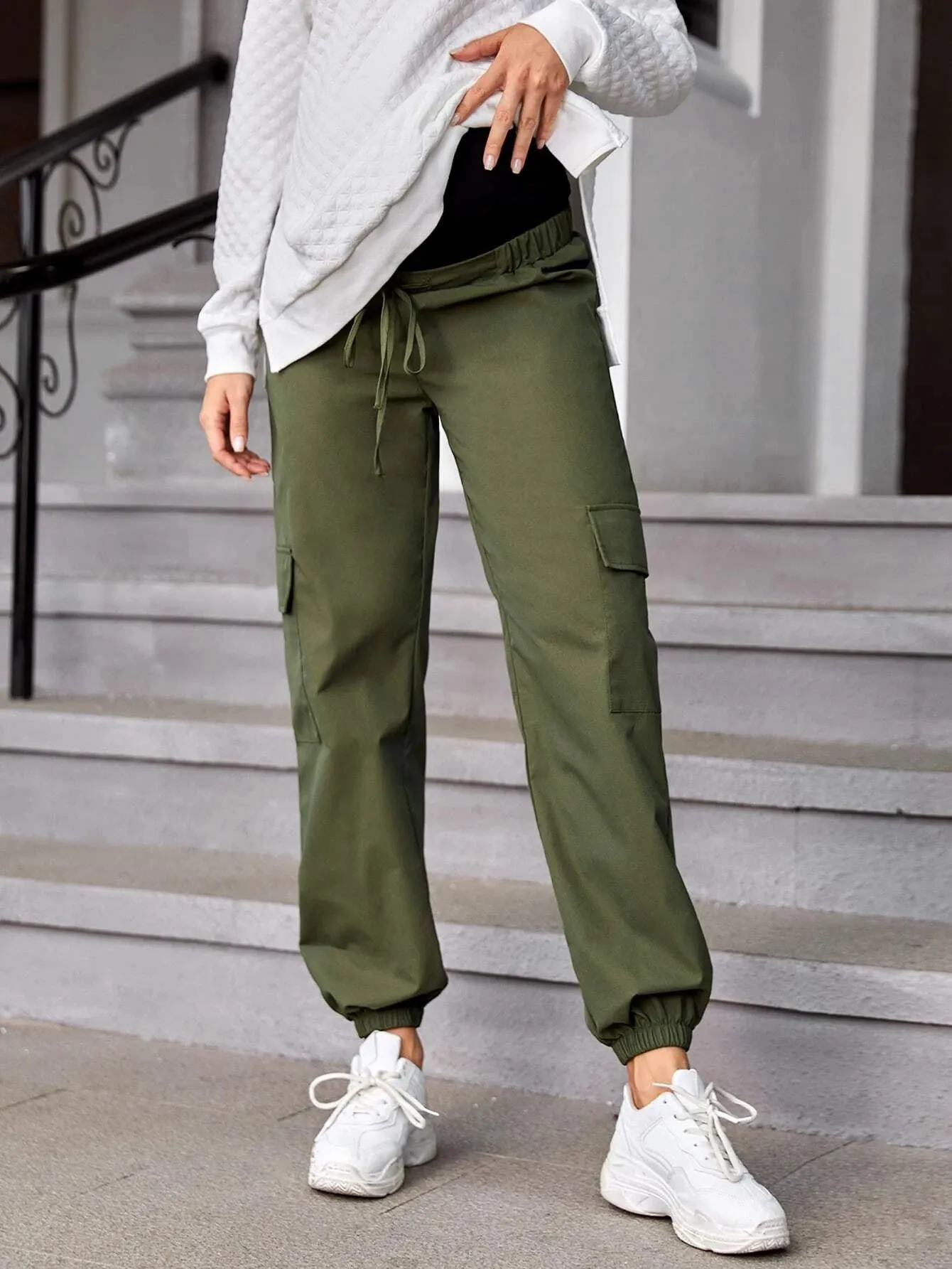 Flap Pocket Maternity Cargo Pants