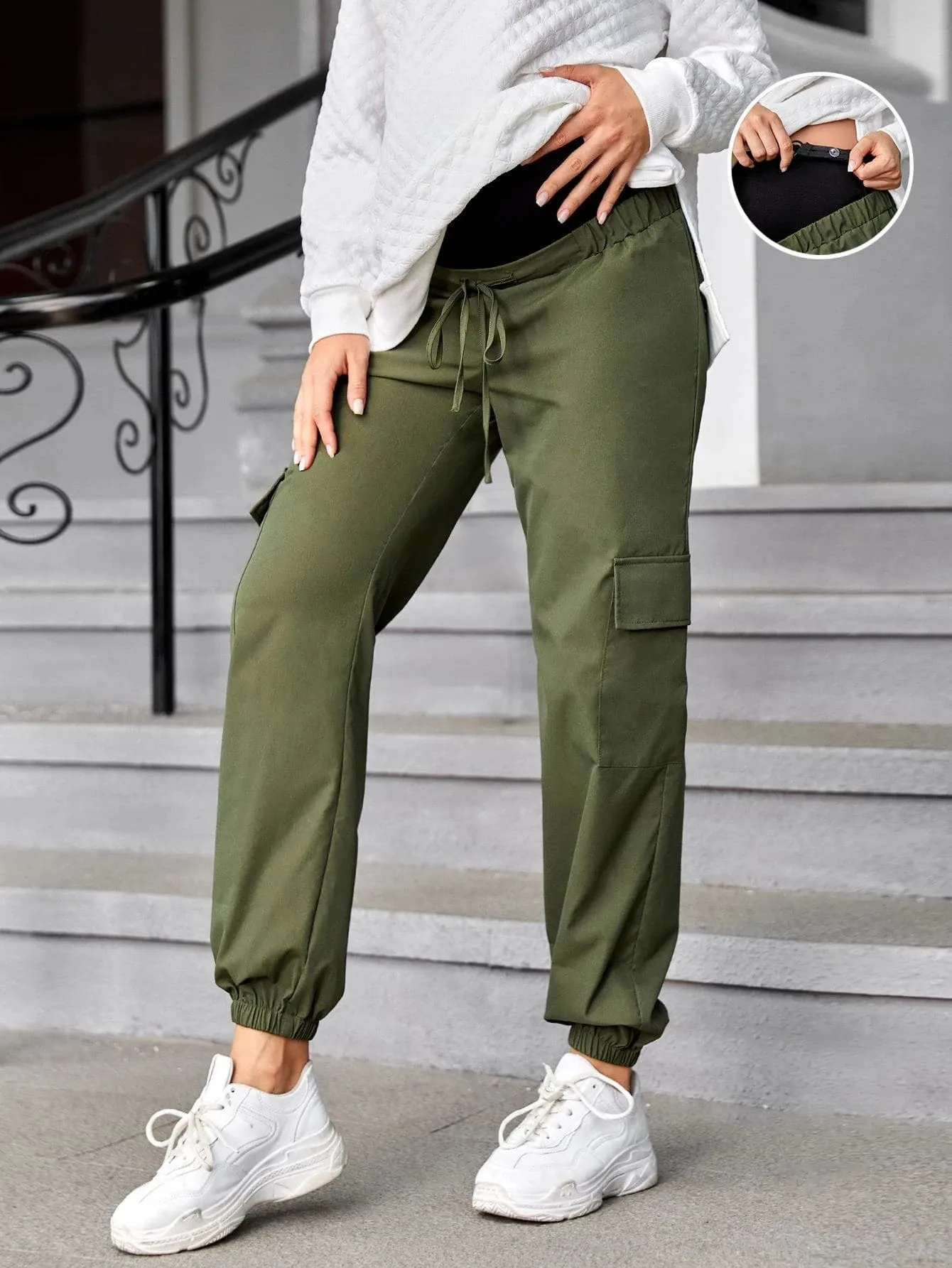 Flap Pocket Maternity Cargo Pants