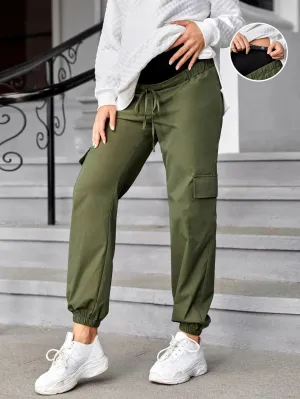 Flap Pocket Maternity Cargo Pants