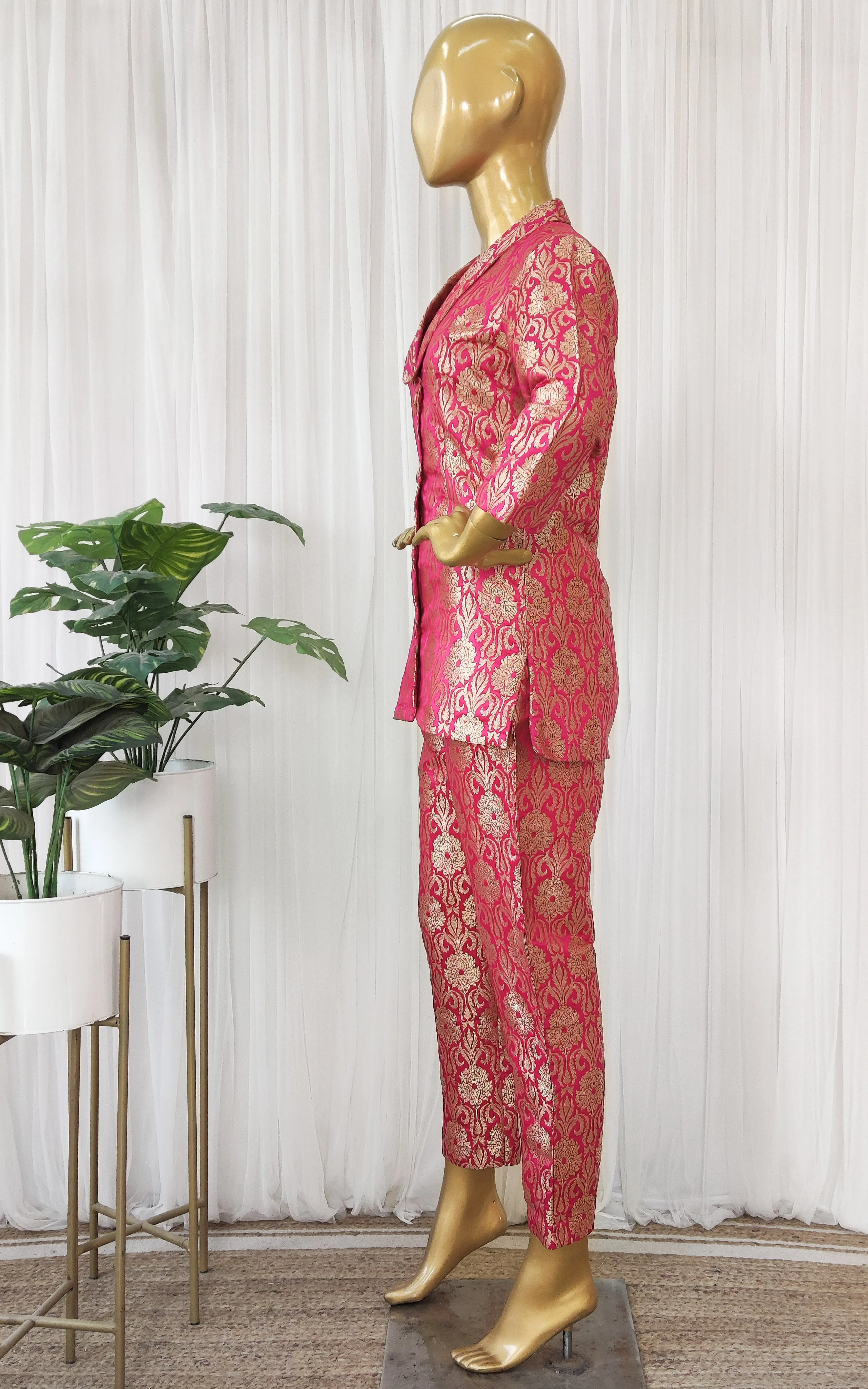 Fuchsia Brocade Pant-Suit Co-ord Set