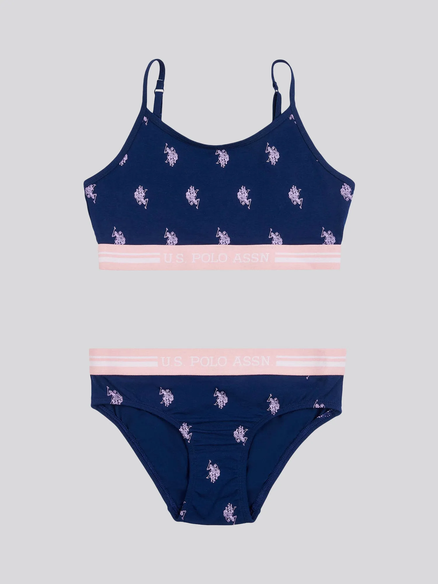 Girls Bralette And Bikini Brief Underwear Set in Medieval Blue