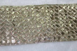 Golden Designer Criss Cross Gota Handwork Embroidered Border