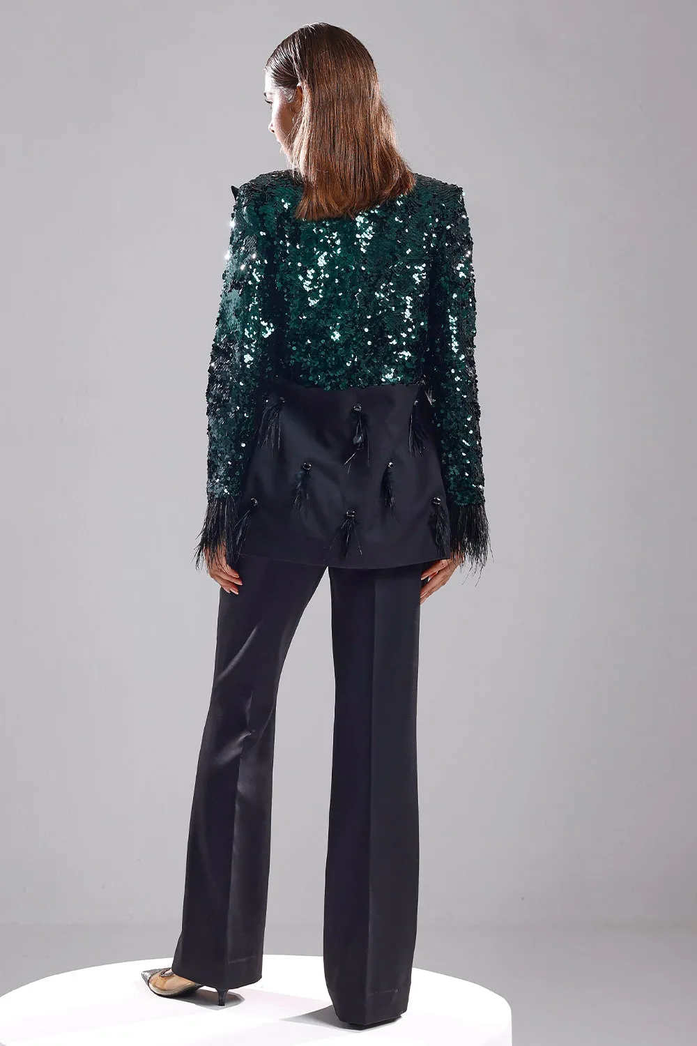 Green sequence blazer set