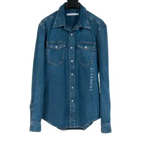 Indigo Blue Logo Denim Shirt
