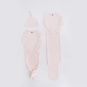 Jae Ko Long Sleeve Knotted Gown (0-3m) - Seashell (Light Pink)
