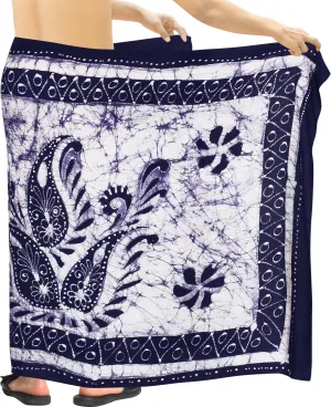La Leela Men's Hawaiian Beach Wrap Sheer Sarong Swimming Bathing Suit Towel Beachwear Swim Pareo Cover up Long 72"X42"  Blue 130603