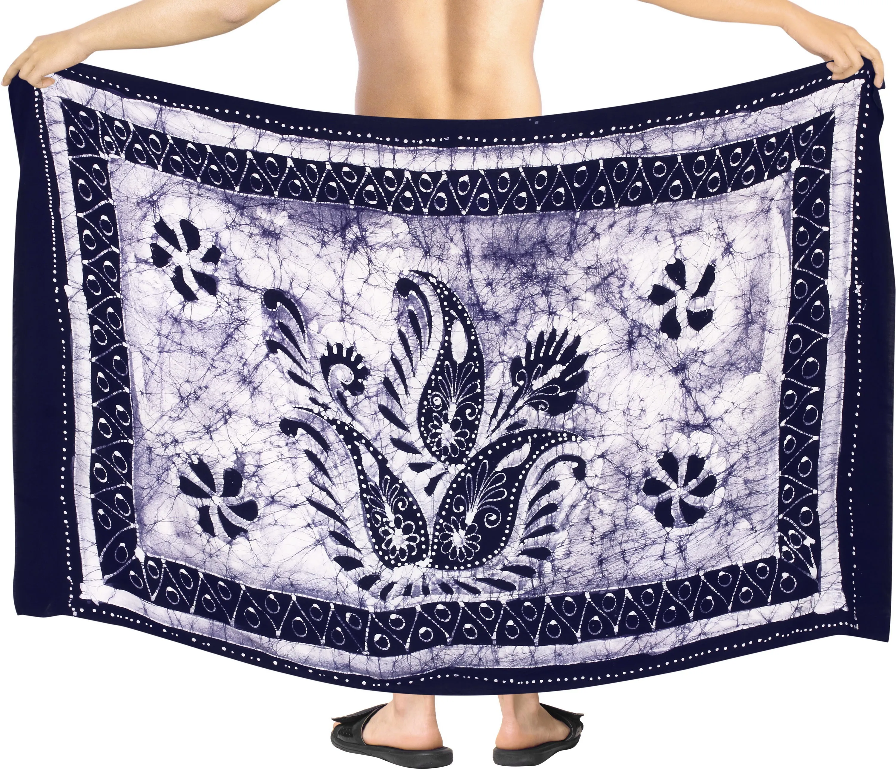 La Leela Men's Hawaiian Beach Wrap Sheer Sarong Swimming Bathing Suit Towel Beachwear Swim Pareo Cover up Long 72"X42"  Blue 130603
