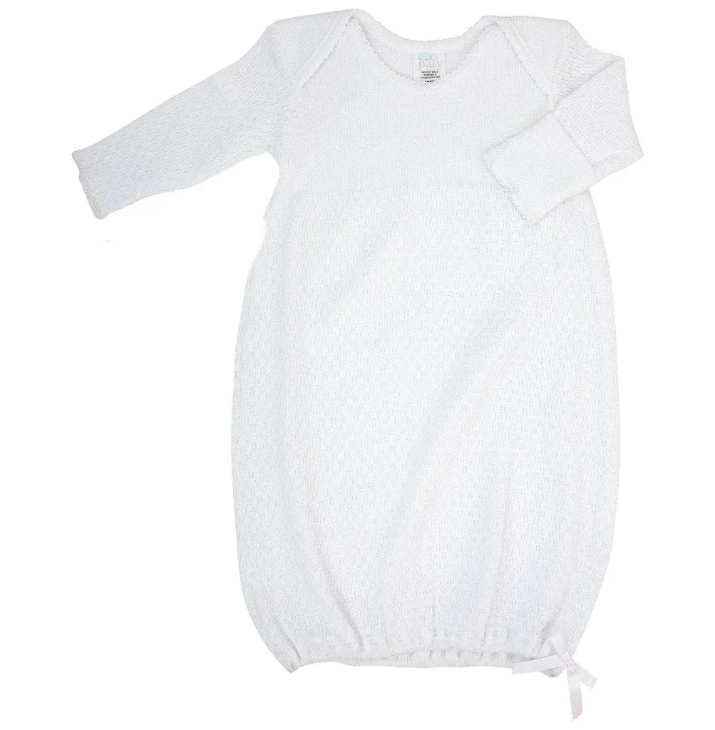 Long Sleeve Lap Shoulder Gown - White/White
