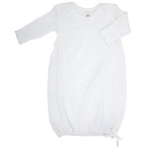 Long Sleeve Lap Shoulder Gown - White/White