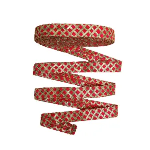 Magenta Pink Checks Gota Work Embroidered Lace