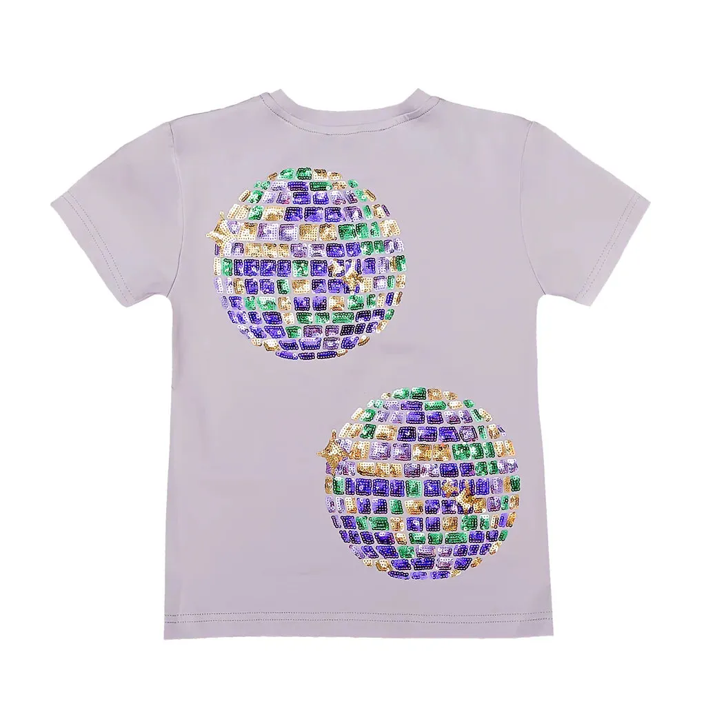 Mardi Gras Disco Ball Tee- Lavender
