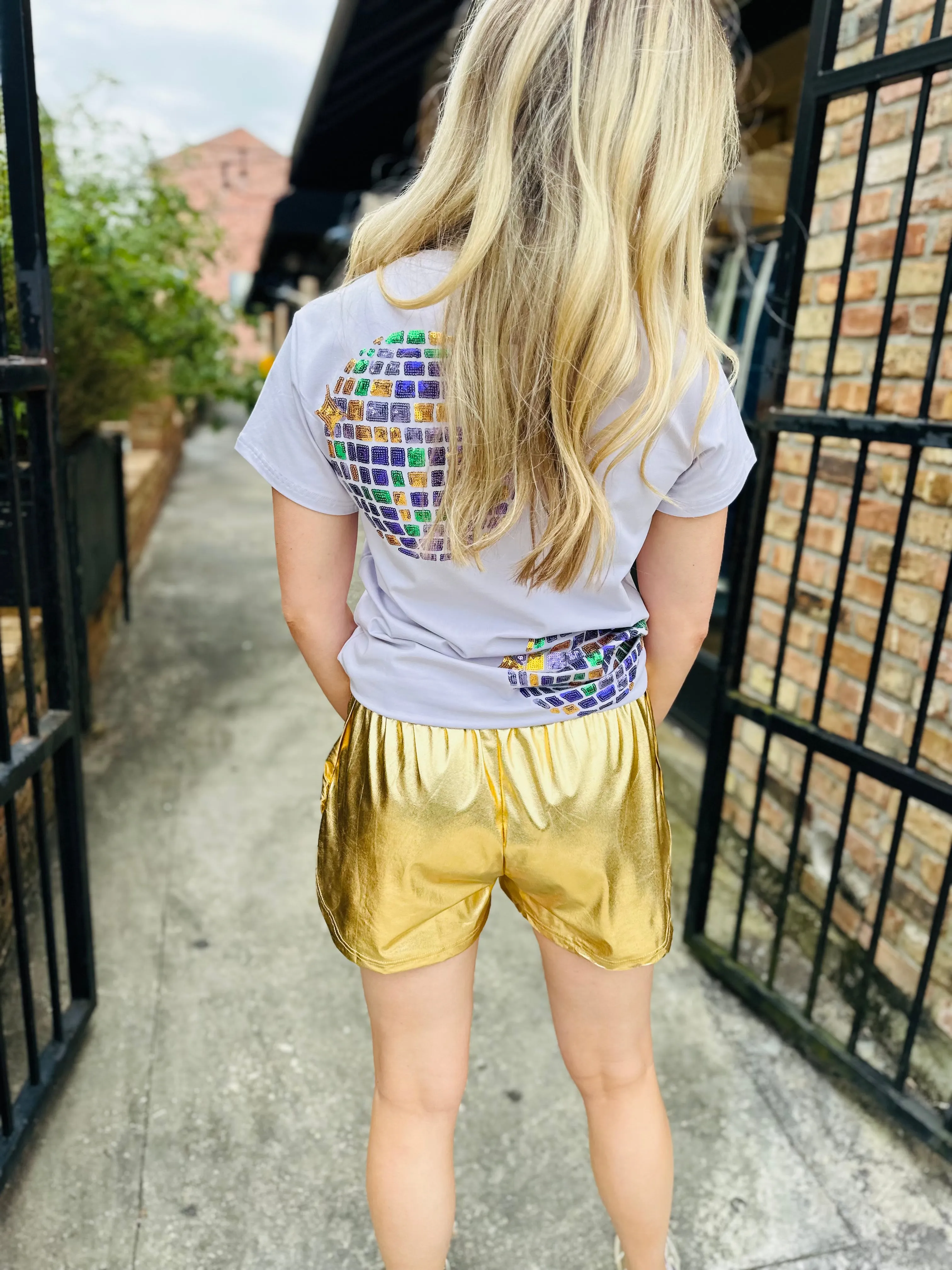 Mardi Gras Disco Ball Tee- Lavender