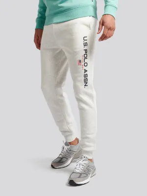 Mens Block Flag Graphic Joggers in Light Grey Marl