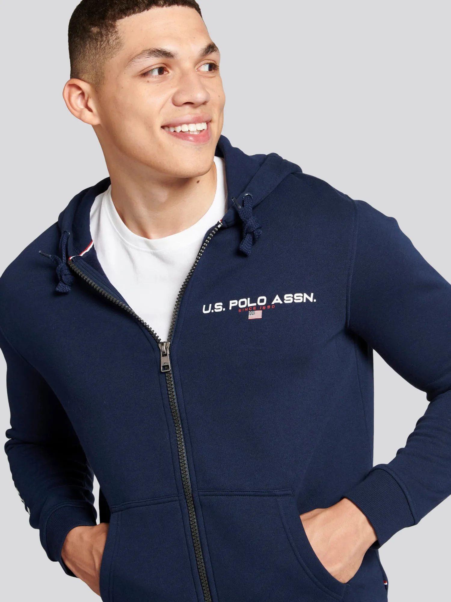 Mens Sport Zip-Through Hoodie in Navy Blue