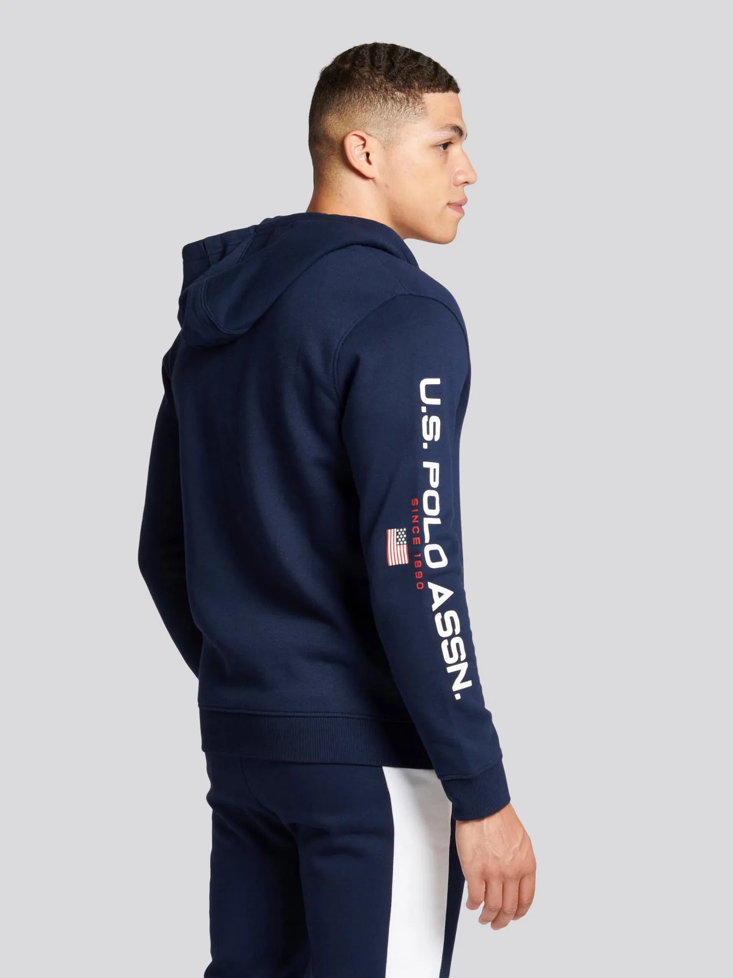 Mens Sport Zip-Through Hoodie in Navy Blue