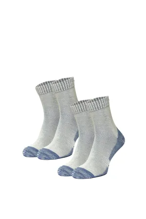 Merino Wool Running Socks - (Pack of 2) Cream Blue